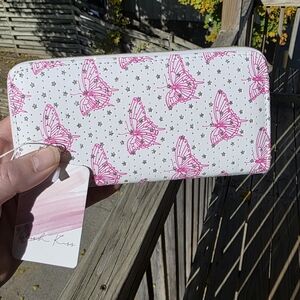 Pink Butterfly Print Wallet
